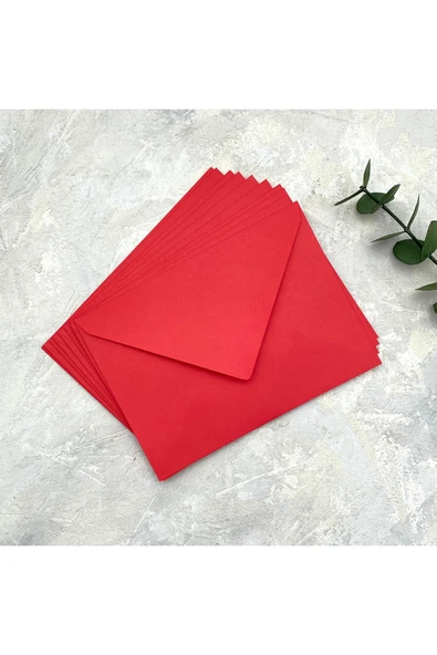 BuseDesign 10 Adet Kırmızı Renkli Zarf (13X18CM) Kartpostal Mektup Davetiye Zarfı ürün görseli 1