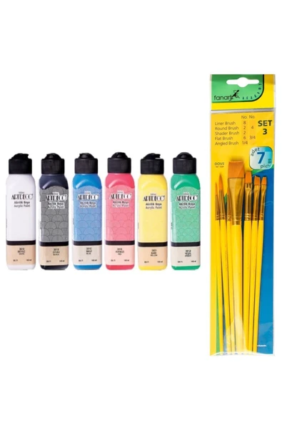 Artdeco Akrilik Boya Ana Renkler 75 ml & Fanart Fırça Seti ürün görseli 1
