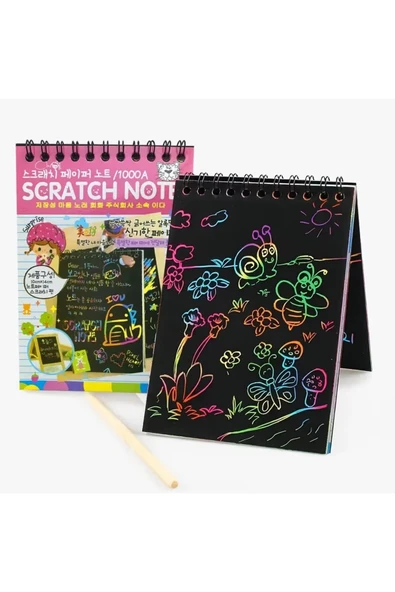 Mahi Max Sihirli Kazımalı Kağıt Gökkuşağı A5 Boy 30x14cm Spiralli Kalemli Defter Kağıt 10Y - Renk Seçenekli ürün görseli 1