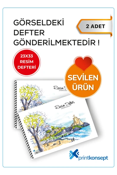 printkonsept 2'li Resim Defteri Spiralli Karton Kapak 25x35 Cm 15 Yaprak Resim Defteri Büyük Boy ürün görseli 1