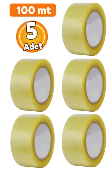 Badem10 Koli Bandı 45 Mm X 100 Metre Şeffaf Güçlü Yapışkanlı Kopmayan Bant (5 ADET) ürün görseli 1