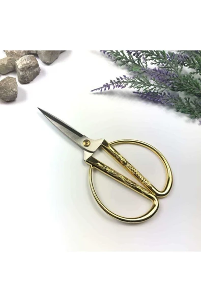 Aker Hediyelik Gold Kalp Desenli Geniş Saplı Makas Ithal Küçük Lüks Makas Modelleri Söz Nişan Kurdele Makası – Mak ürün görseli 1