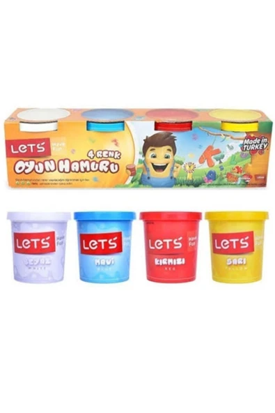 Lets 4'lü Büyük Boy Oyun Hamuru 4 Renk 460gr ürün görseli 1