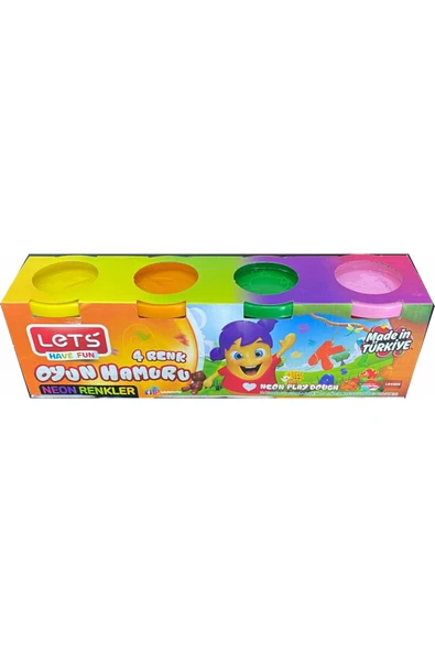 Lets Oyun Hamuru Neon 4 Renk 460Gr L8440N 9801 ürün görseli 1