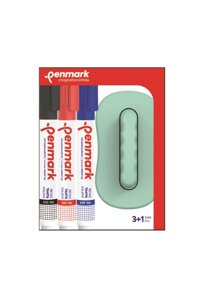 penmark Beyaz Tahta Kalemi 3lü Set Ve Silgi Hs-305-tk-3s ürün görseli 1