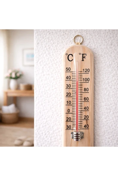 mertyavm Ahşap Termometre Oda Termometresi Sauna Termometresi Doğal Ahşap Isı Ölçer ürün görseli 1