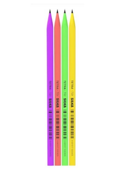Silka Kurşun Kalem 4 Renk Üçgen Neon 1 Paket Tetra Neon Üçgen Kurşun Kalem ürün görseli 1