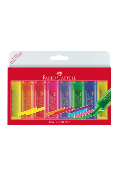 Faber Castell Şeffaf Gövde Fosforlu Kalem 6+2’li Poşet 154662 ürün görseli 1