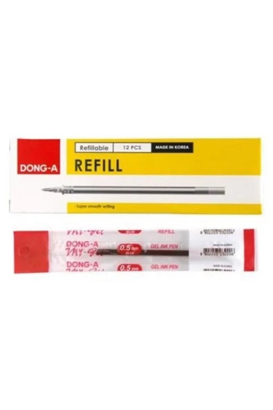 Dong-A My-gel Refill 0.5 Iğne Uçlu Kalem Yedeği 1 Kutu (12 Adet) – Kırmızı ürün görseli 1