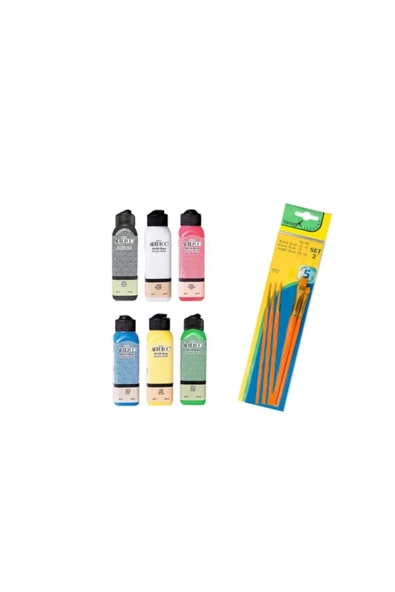 Artdeco Aredeco Akrilik Boya 140 ml 6 Renk + Fanart Fırça Seti Dove 2 Turuncu Sap 5'li ürün görseli 1