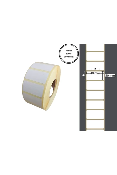Özfiliz Mağaza Ekipmanları 20x40 Mm Termal Barkod Etiketi Yaıpışkanlı Etiket (1 Rulo = 2000 Adet) ürün görseli 1