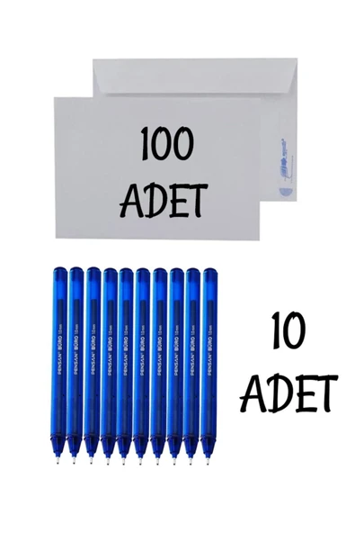Asil Düğün, Para Takı Zarfı Ağzı Yapışkanlı 100 Adet Ve 10 Adet Tükenmez Kalem ürün görseli 1