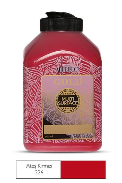 Artdeco GOLD MULTİ SURFACE AKRİLİK BOYA 500 ML. 226 ATEŞ KIRMIZI ürün görseli 1