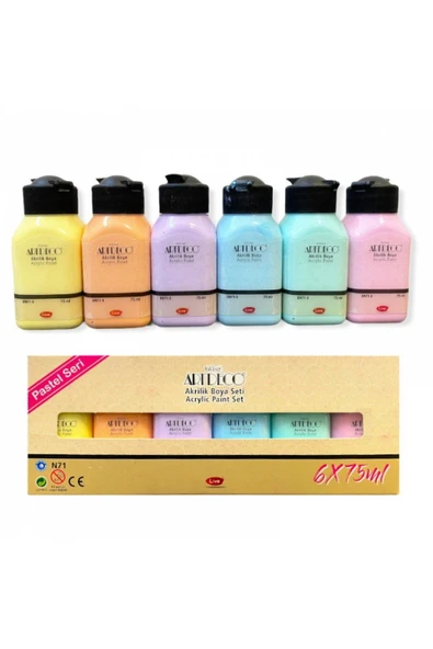 Artdeco 6 Lı Akrilik Boya Seti 75 Ml Pastel Renkler ürün görseli 1