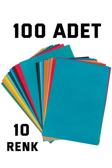 nistabolje 100 Adet Standart A4 Renkli Elişi Kağıdı Karışık Renk Aktivite El İşi Kağıdı ürün görseli 1