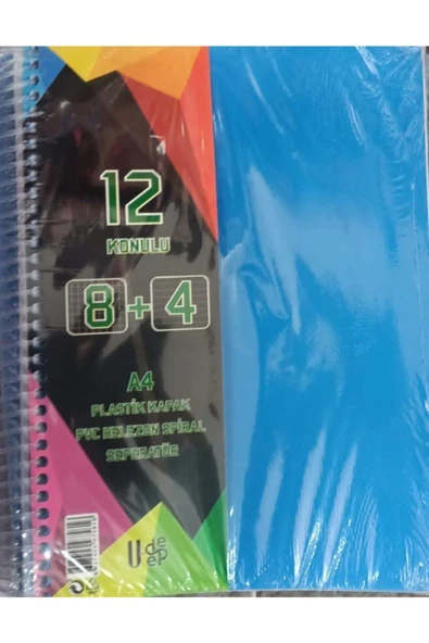 Umut ÖğretmenKırtasiye A4 Büyük Boy 300 Yaprak Ayraçlı Spiralli Plastik Kapaklı 8 Kareli + 4 Çizgili ürün görseli 1