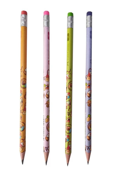 Faber Castell Kurşun Kalem Silgili 4 Adet Jimnastik 2B Siyah Kurşun Kalem Silgili Kalem Desenli 2 B Kalem ürün görseli 1