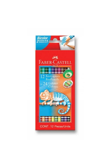 Faber Castell Faber-castell Bicolor Çift Uçlu Kuru Boya Kalem Seti 24 Renk ürün görseli 1