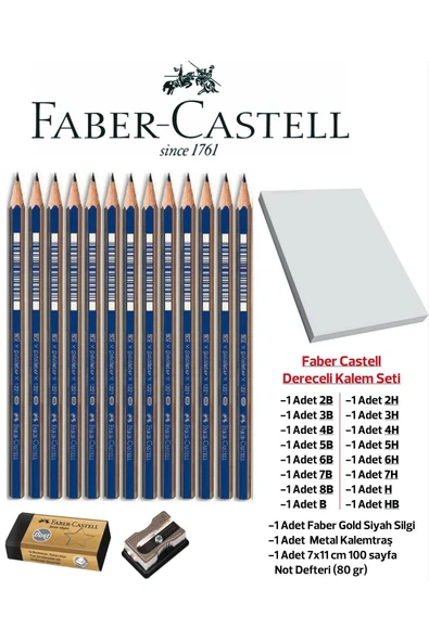 Faber Castell Resim Kalemi Dereceli Kara Kalem Seti B-HB-2B-3B-4B-5B-6B-7B-8B-H-2H-3H-4H-5H-6H-7H ürün görseli 1