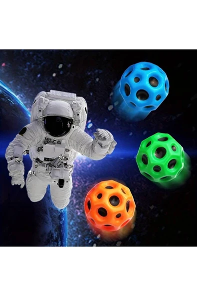LRS STORE 2 Adet Süper Yükseğe Zıplayan Delikli Bouncer Ball Space Ball Uzay Topu Moon Ball ürün görseli 1
