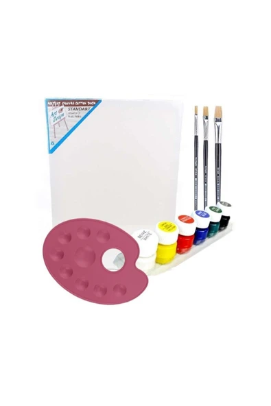 Elif Kırtasiye 35x50 Cm Resim Tuvali Boyama Başlangıç Seti - Akrilik Boya Fırça Palet Tuval Set T.s ürün görseli 1