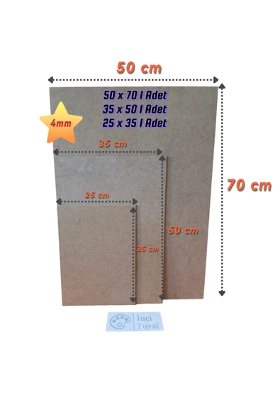 İNCİ TUVAL Duralit 50x70, 35x50, 25x35 cm Hobi Karakalem Çizim Resim Altlığı 1.Kalitede 4mm Sağlam Esnemez ürün görseli 1