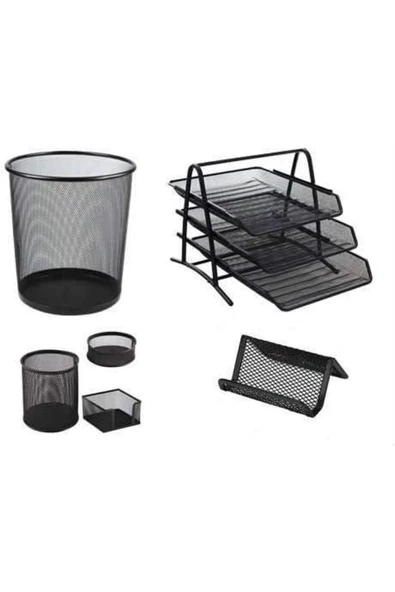 yenibagshop Masa Üstü kalemlik/Kağıtlık / Ataşlık/Kartviztlik / Çöp Kovası / 3 lü Evrak Rafı ürün görseli 1