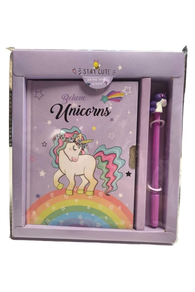 Taros Kilitli Hatıra Defteri Lila Unicorn Jel Kalem Hediyeli 7115 ürün görseli 1