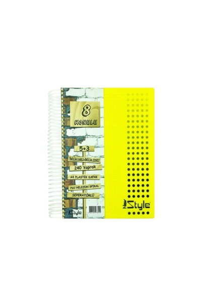 Umut New Style Spiralli Pp Kapak Defter A4 240 Yaprak 5 + 3 Ayraçlı ürün görseli 1
