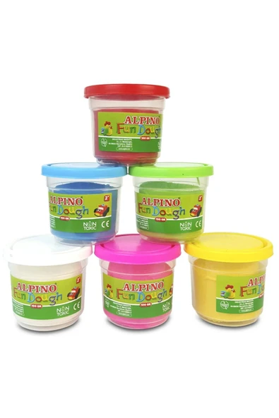 Alpıno Oyun Hamuru 6 Renk 100 Gr TOPLAM 600 GRAM CANLI RENKLER ürün görseli 1