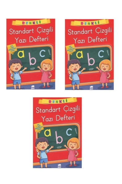 Ema Çocuk 24 Yaprak Standart Kılavuz Dik Çizgili Güzel Yazı Defteri 27x19 cm 3 Adet ürün görseli 1