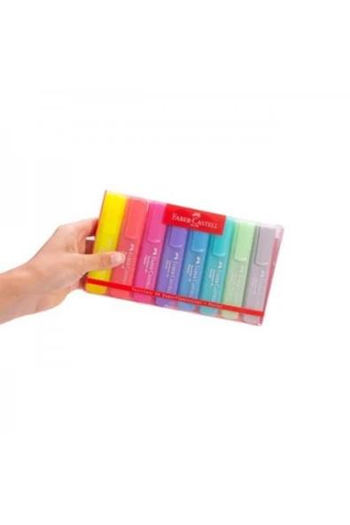 Faber Castell Textliner 1546 Pastel Fosforlu Kalem 8`li Poşet ürün görseli 1