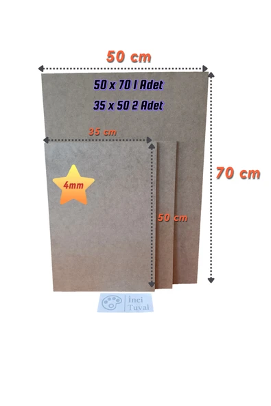 İNCİ TUVAL Duralit 1 Adet 50x70 2 Adet 35x50cm Hobi Karakalem Çizim Resim Altlığı 1.Kalitede 4mm Sağlam Esnemez ürün görseli 1