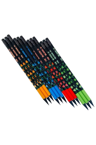 ÖZ OFİS ADEL BLACKLINE KURŞUN KALEM SETİ SİLGİLİ FLOWERS 12'Lİ ürün görseli 1