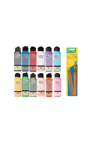 Artdeco Akrilik Boya 140 ml 12'li Set + Fanart 5'li Fırça Seti ürün görseli 1