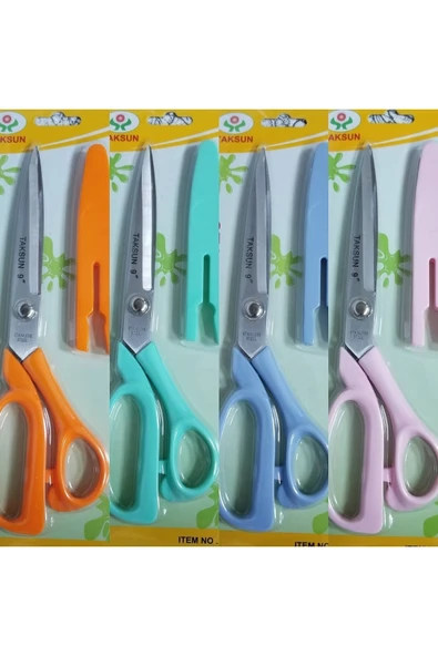 Taksun Profesyonel Terzi Makası 23cm Muhtelif Pastel Renkler Koruma Kılıflı ürün görseli 1