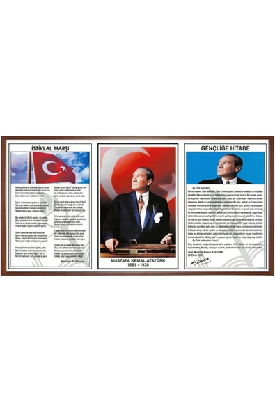 Panda Milli Levha 3'lü 45x90 Ahşap Çerçeve Pan424 ürün görseli 1