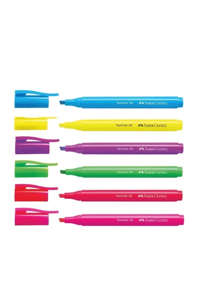 Faber Castell Fosforlu Kalem 38 Neon 6'lı Set,Canlı Renkler, Su Bazlı Mürekkep, Ergonomik Tasarım ürün görseli 1