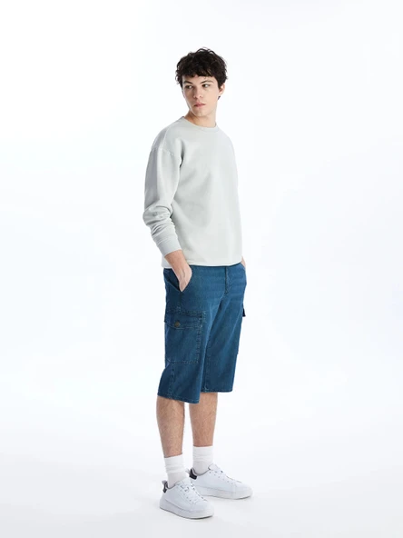 LCW Jeans Yeşil Standart Kalıp Erkek Jean Bermuda Şort ürün görseli 1