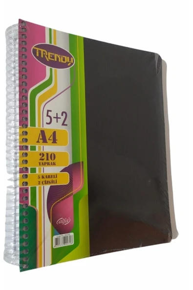 Alfa Trend Defter. 210 Yp. 5+2. Pp Kapak. A4. Spiralli. ürün görseli 1
