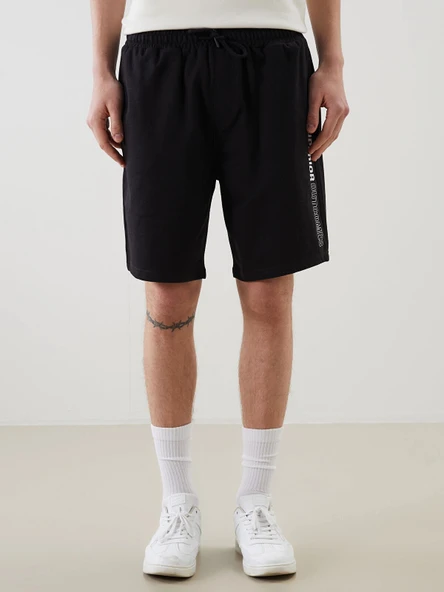 XSIDE Siyah Standart Kalıp Baskılı Erkek Şort - Resim 2