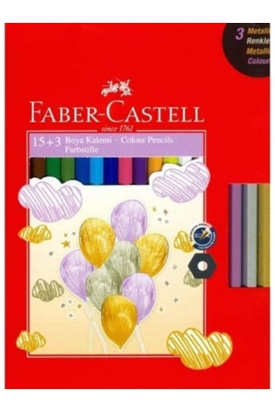 Faber Castell 15+3 Kuru Boya Kalemi Tam Boy + ( 3 Metalik Kuru Boya Hediyeli ) 2021 Model ürün görseli 1