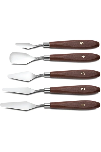 Hobialem 5 Li Metal Spatula Seti, Çelik Spatul, Akrilik, Yağlı Boya, Hobi Çalışmaları ürün görseli 1