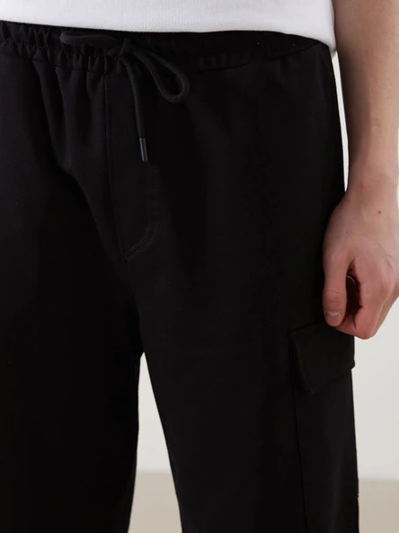 XSIDE Siyah Slim Fit Erkek Kargo Şort - Resim 3