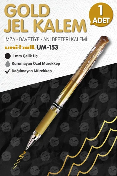 t tuğset etiket Uni-ball Um-153 Signo Broad Roller Kalem Gold 1.0 Mm Davetiye Kalemi /gold Yazan Davetiye Anı Defte ürün görseli 1