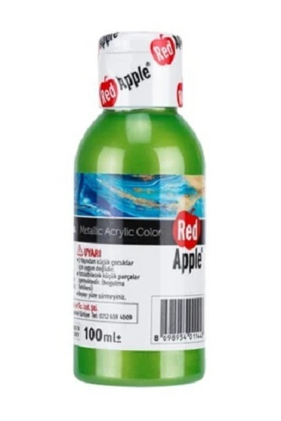 Red Apple Metalik Akrilik Boya Yeşil 100 Gr. Doğadan Ilham Alan Renkler. ürün görseli 1