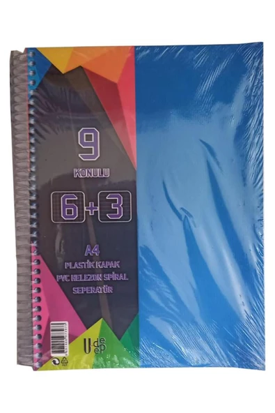 Artlantis 6+3 Ayraçlı Defter 9 Konulu 225 Yaprak 1 Adet 6 Kareli 3 Çizgili Spralli Plastik Kapak Seperatörlü ürün görseli 1