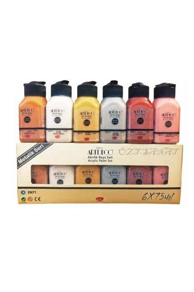 Artdeco Akrilik Boya 6x75 ml Metalik Renkler ürün görseli 1