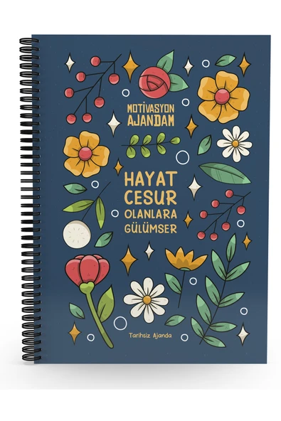 Testfen Yayınları Hayat Cesur Olanlara Gülümser-Motivasyon Ajandam-Tarihsiz Ajanda(Sticker ve Emoji İlaveli) ürün görseli 1