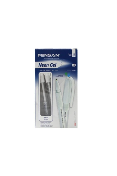 Pensan 2229 Neon (fosforlu) Jel Tükenmez Kalem 1,0 Mm Beyaz (12 Li Paket) Pe02229jkbe ürün görseli 1